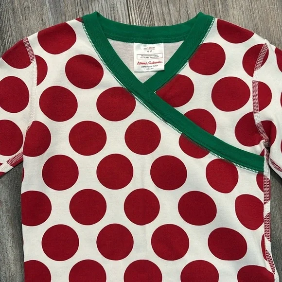 Hanna Andersson Girls Long Sleeve Polkadot  Christmas Pajamas Shirt size 12 - Picture 3 of 4